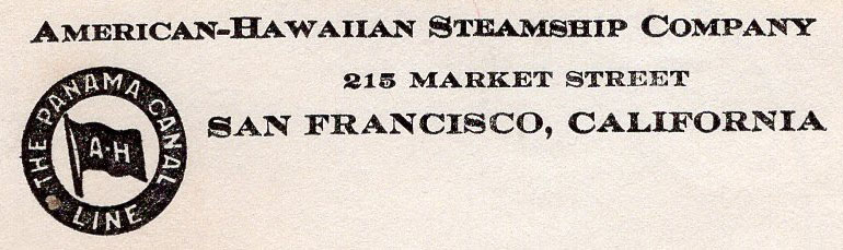 American-Hawaiian Steamship Company FDC Corner Card