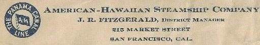 American-Hawaiian Steamship Company Corner Card