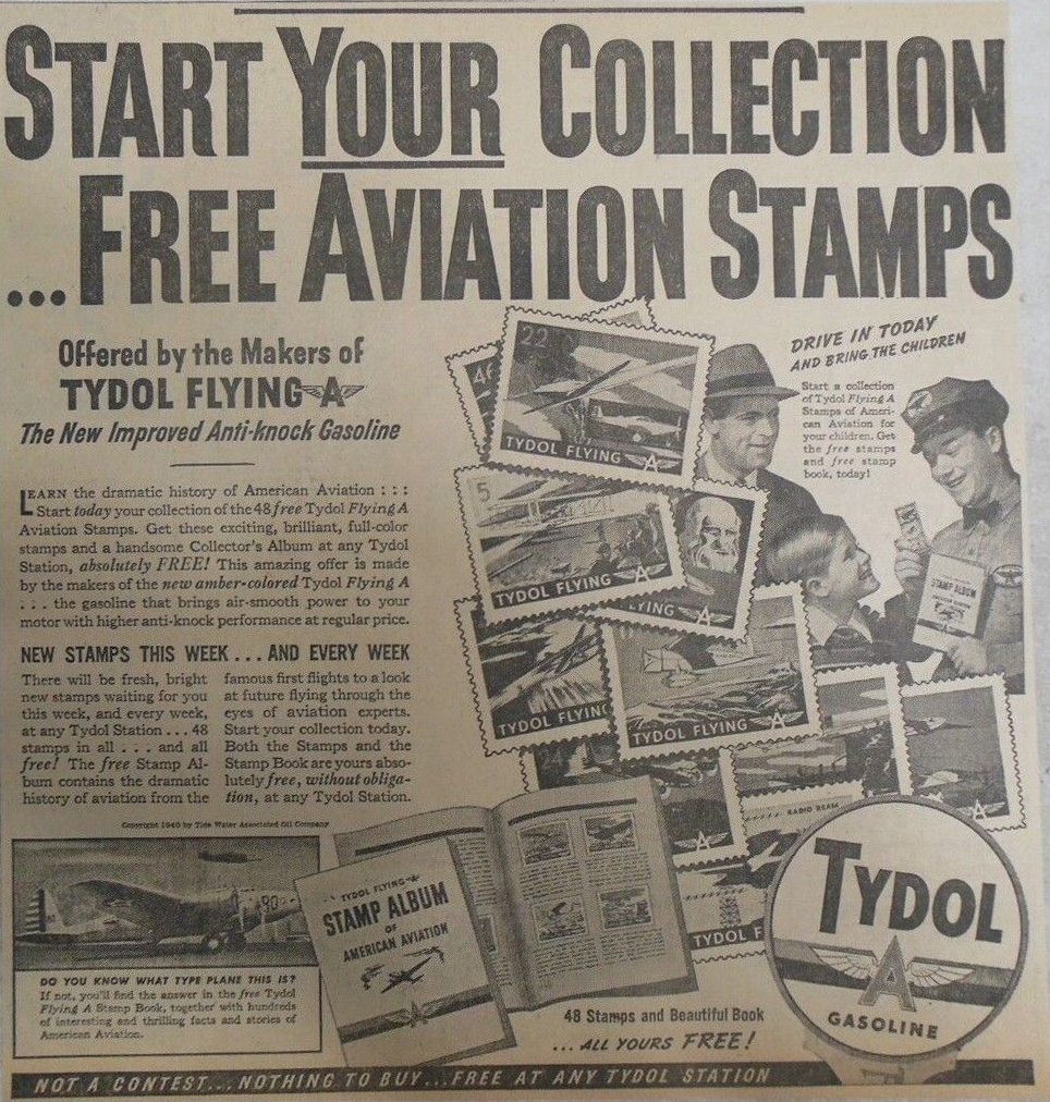 Tydol Flying A Stamps advertisement, date unknown Tydol Flying A Stamps advertisement, date unknown