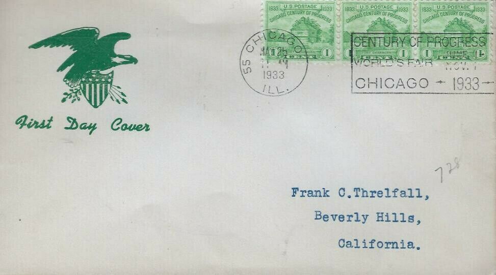 General Purpose cachet GP#Eagle5a on U.S. Scott #728 General Purpose cachet GP#Eagle5a on U.S. Scott #728