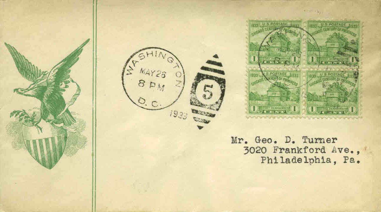 General Purpose cachet GP#Eagle8a on U.S. Scott #728 General Purpose cachet GP#Eagle8a on U.S. Scott #728