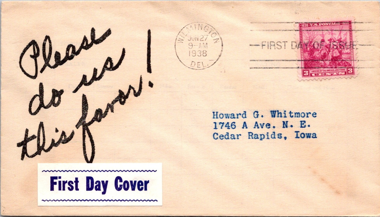U.S. Scott #836 - Unknown: 'Please do us this favor!' U.S. Scott #836 - Unknown: 'Please do us this favor!'