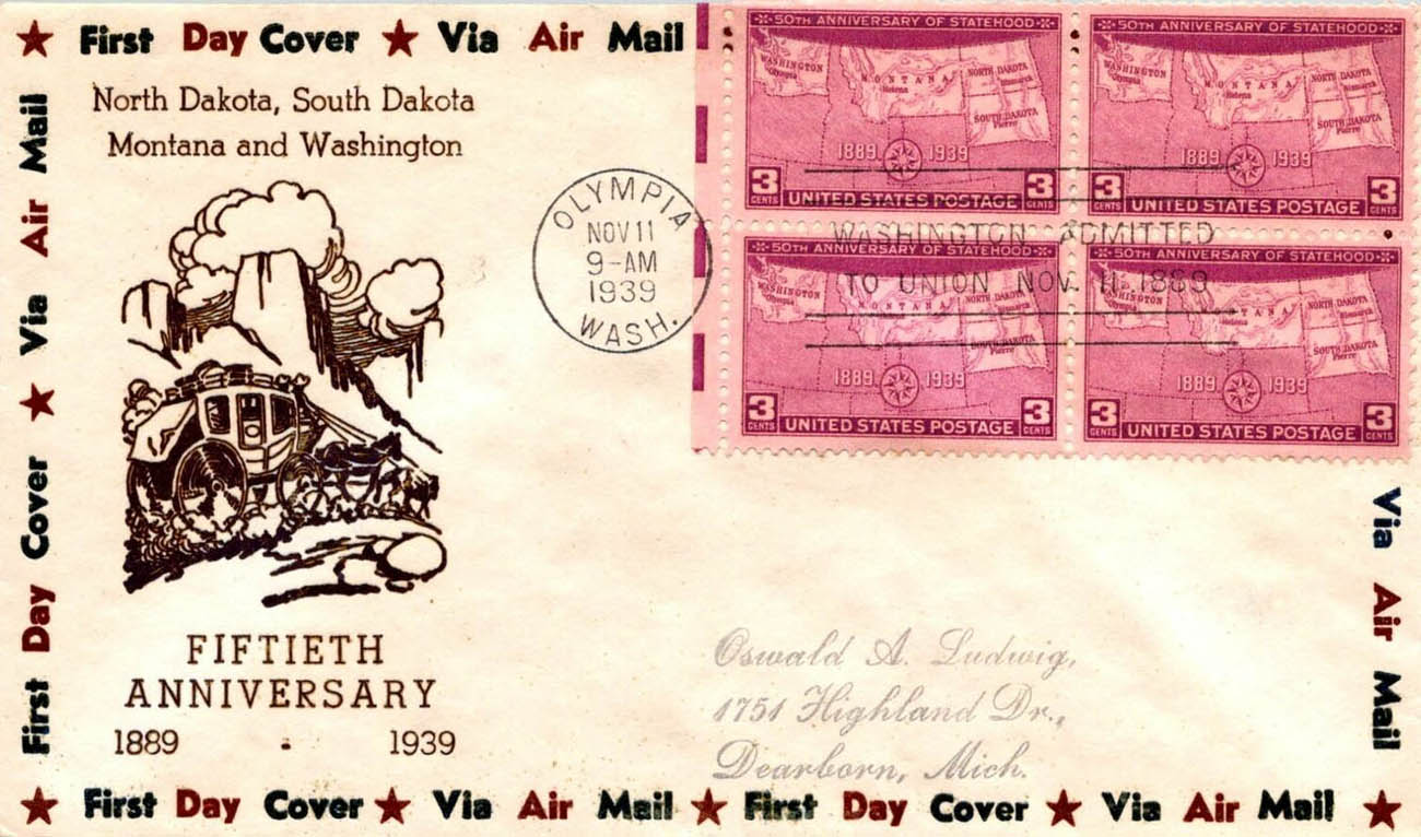 Air Mail Bordered General Purpose cachet GP#Border14b on Scott #858-39 Air Mail Bordered General Purpose cachet GP#Border14b on Scott #858-39