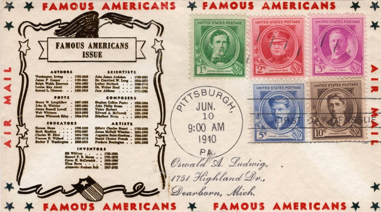 Air Mail Bordered General Purpose cachet GP#Border14c on Scott #879-883-24b Air Mail Bordered General Purpose cachet GP#Border14c on Scott #879-883-24b