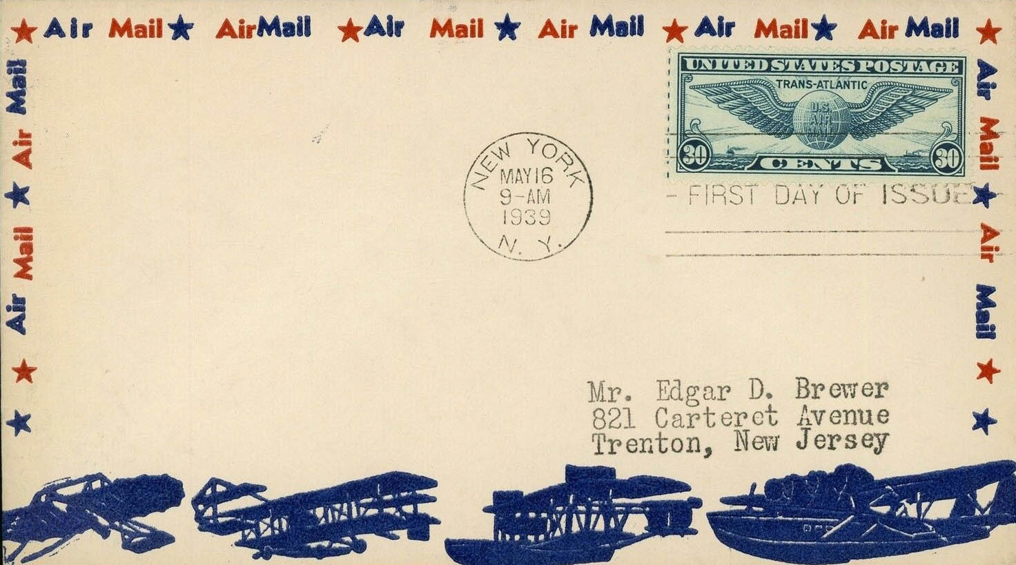 Air Mail Bordered General Purpose cachet GP#Border14-a on Scott #C25 Air Mail Bordered General Purpose cachet GP#Border14-a on Scott #C25